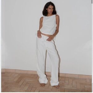 One mile Evie Trousers Off White Cropped Size 6